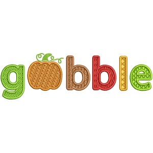 Gobble Pumpkin Fall Filled Thanksgiving Machine Embroidery Design Digitized Pattern